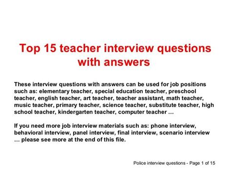 170 Teacher Interview Questions And Answers Pdf Teacher Interview