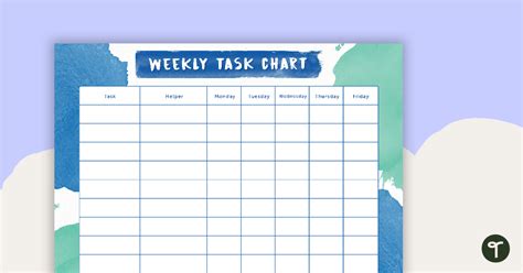 Tranquil Watercolor Weekly Task Chart Teach Starter
