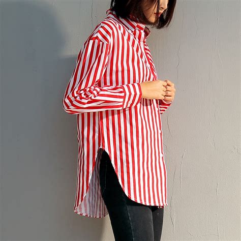 Raspaw Womens Red And White Striped Shirt