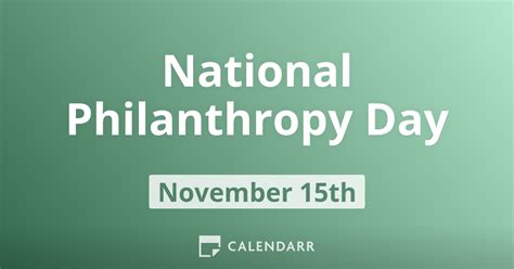 National Philanthropy Day November 15 Calendarr
