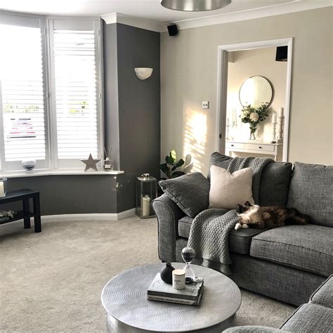 My Newly Redecorated Living Room With A Dark Grey Farrow And Ball Feature Wall In Colou