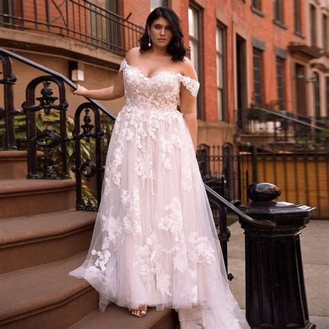 Off Shoulder Lace Wedding Dress In 2021 Plus Wedding Dresses Wedding