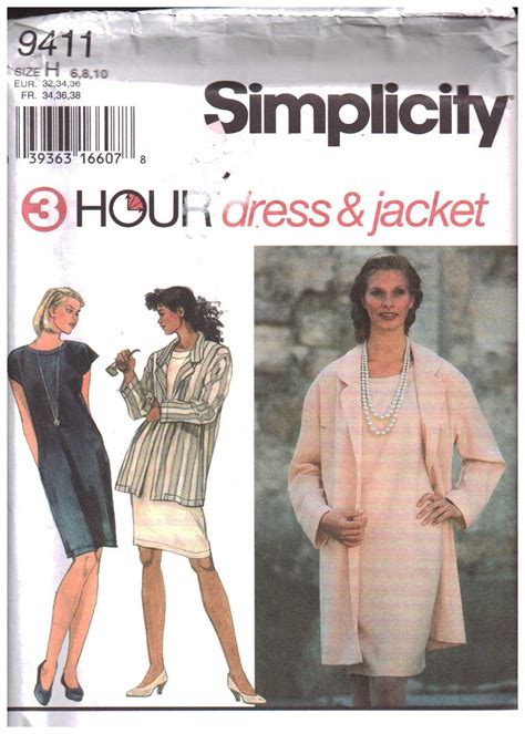 simplicity 9411 dress jacket size h 6 8 10 uncut sewing pattern