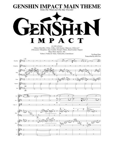 Genshin Impact Main Theme Complete Orchestral Transcription Sheet