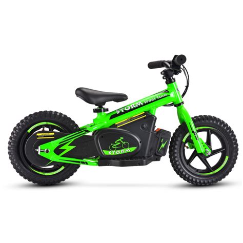 Starts with curiosity, runs on pure adrenaline. Green Storm 12" Kids 100w Electric Balance Bike | Quads 4 Kids