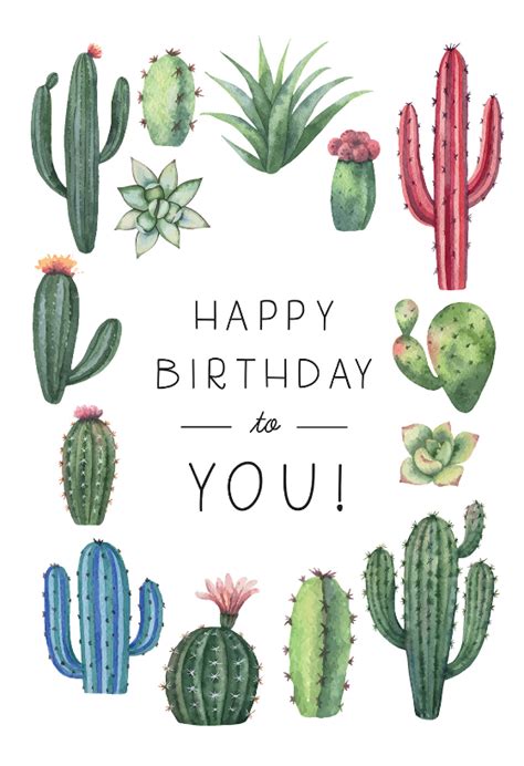 Free Printable Cactus Birthday Card