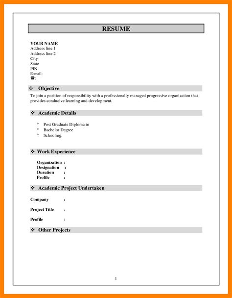 The most popular simple resume and cv templates for free download. Simple Resume Format Download In Ms Word | | Mt Home Arts