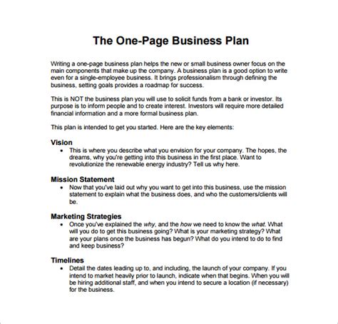 Business Plan Sample Pdf Template Business