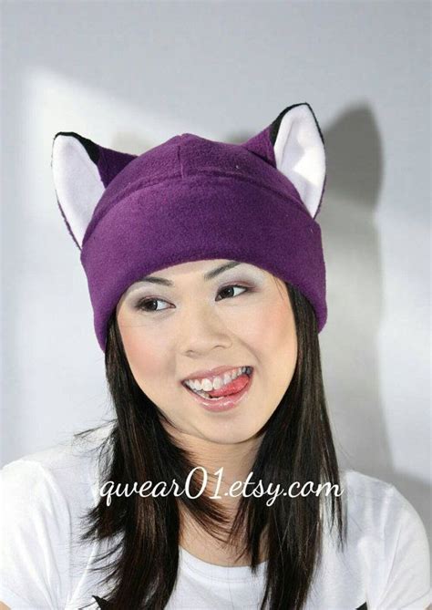 Purple Fox Kitty Cat Fleece Hat Cosplay Anime Manga Goth Punk Fox Hat