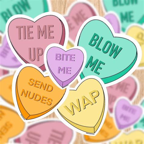 Naughty Conversation Heart Valentines Sticker Pack Etsy