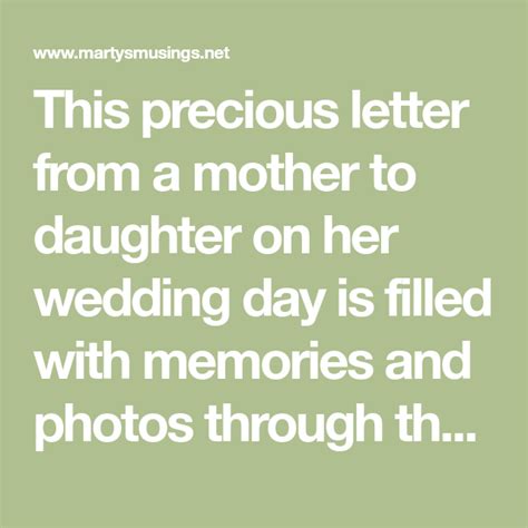 Letter From A Mother To Daughter On Your Wedding Day Wedding Day