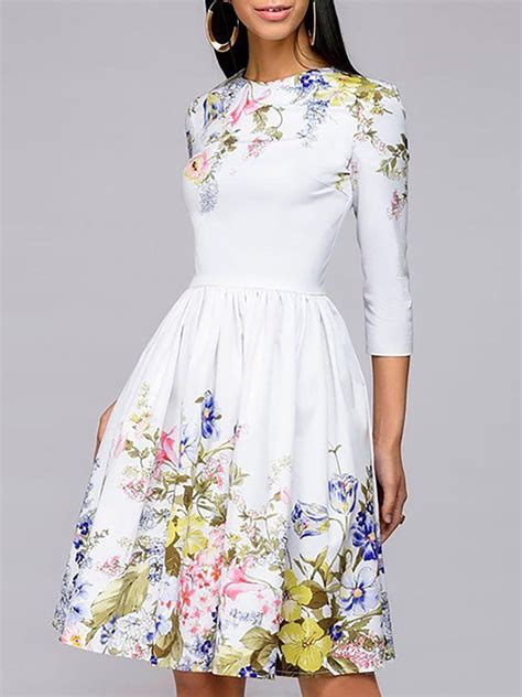 Stylewe Prom Dresses Floral Dresses Cocktail A Line Crew Neck Printed 3