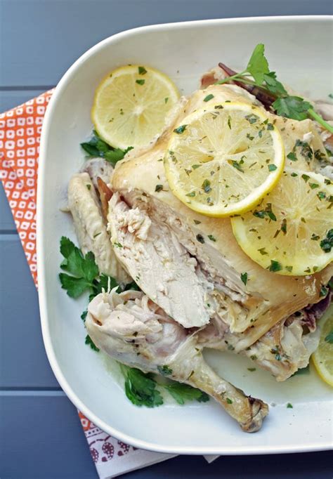 Easy Crockpot Roased Chicken Wlemon Parsley Butter Healthy Natural