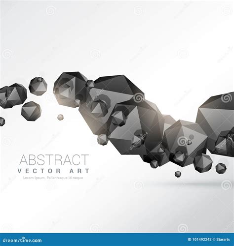 Abstract Floating Black Polyhedron Shapes 3d Objects Stock Vector