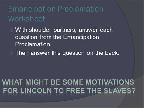 Emancipation Proclamation Worksheet Answers Kid Worksheet Printable