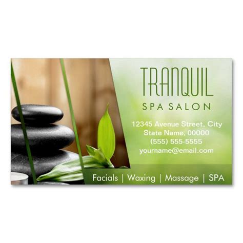 Spa Still Life Beautiful Green Massage Salon Business Card Magnet