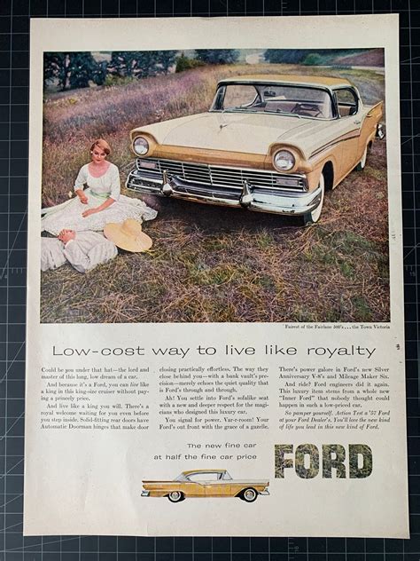 Vintage 1957 Ford Fairlane 500 Print Ad Etsy