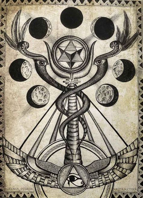 Caduceo De Mercurio Occult Esotérico Arte Por Abstractikaartwork