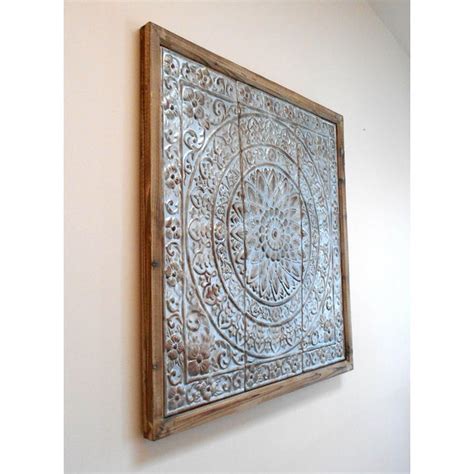 We chose a larger pattern that. Vintage Punched Tin Ceiling Tile Wall Art | Chairish