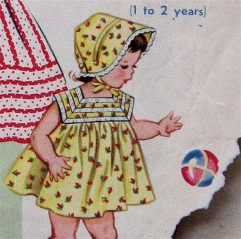 Sewing Pattern Toddlers Yoked Dress Sun Bonnet Epattern Pdf Sz 1 2 Yrs
