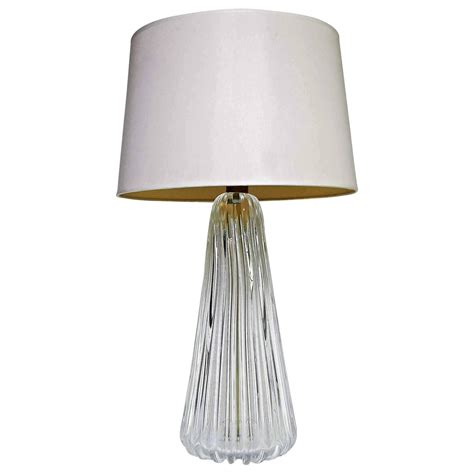 Murano Italian Clear Ribbed Glass Table Lamp For Sale At 1stdibs