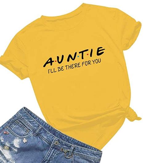 Auntie T Shirt Womens Cute Funny Graphic Aunt Vibes Shirt Aunt Ts Short Sleeve Topsyellowl