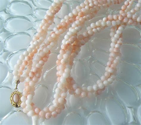 Fabulous Vintage Natural Angel Skin Coral Necklace Vintage Lane Jewelry