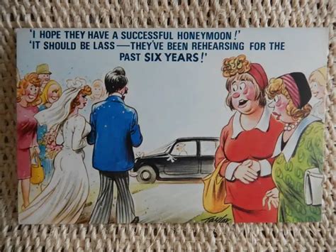 Bamforth Comic Postcard Blonde Big Boobs Newly Weds No1029 Gc1960