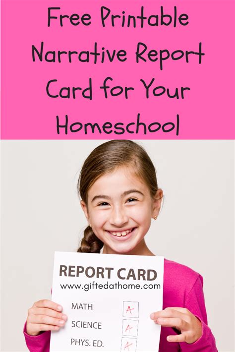 Free Narrative Report Card Template For Your Homeschool Report Card