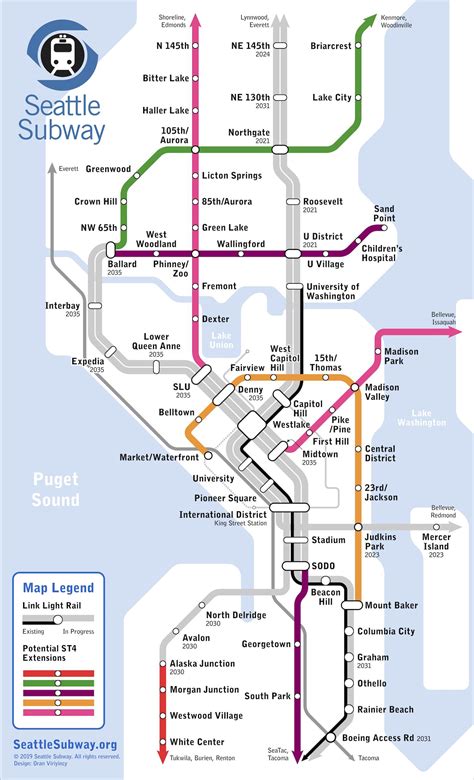 Map Of Seattle Metro Metro Lines And Metro Stations Of Seattle