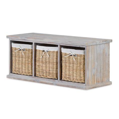 Buy Acacia Bench With Wicker Baskets Stunning Large Storage Bench