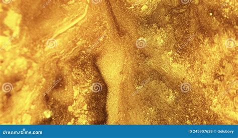 Glitter Paint Flow Molten Gold Texture Fluid Leak Stock Photo Image