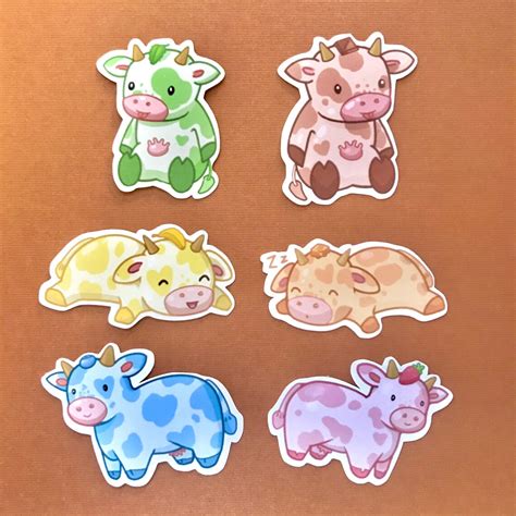 Flavoured Cows Sticker Pack Cute Milk Stickerlaptop Decals Etsy