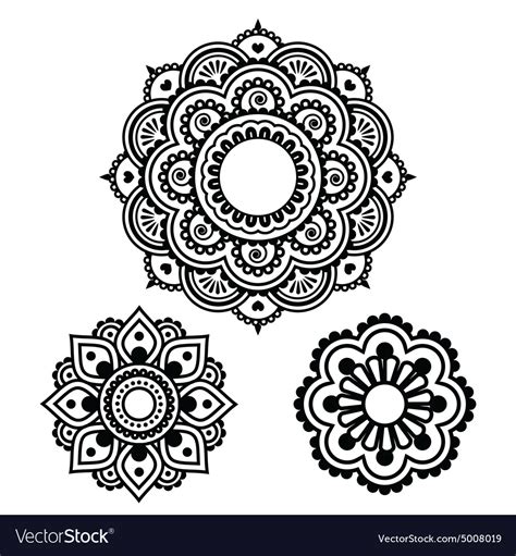 Indian Henna Tattoo Round Design Mehndi Pattern Vector Image