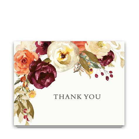 Elegant Floral Thank You Card Paper Greeting Cards