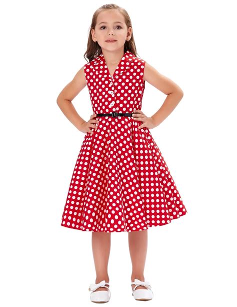 Cl009000 3 Grace Karin Kids Sleeveless Lapel Collar Red Polka Dots