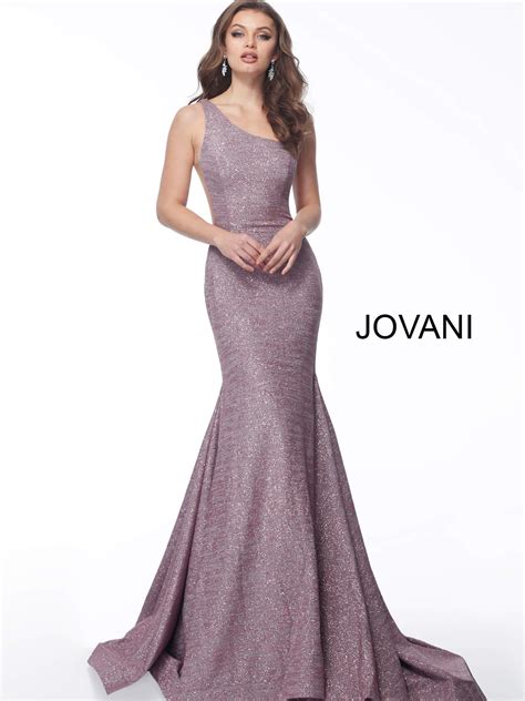 Jovani 67650 Mauve One Shoulder Glitter Stretch Prom Dress