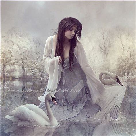 Girl And Swans Art Fantasy Swan