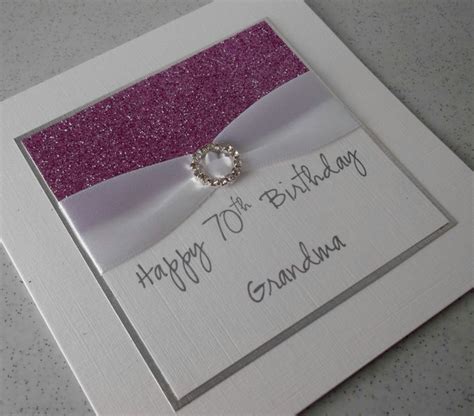 Card is made of a decorative paper. Handmade 70th birthday card, grandma, personali... - Folksy