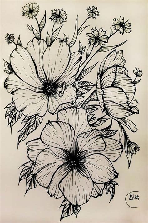 Pencil Drawing Flowers Easy
