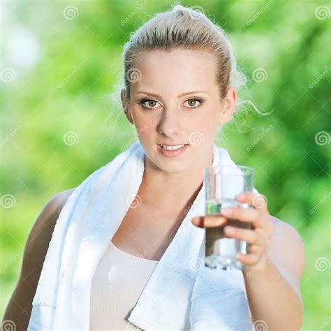 Woman Drinking Water After Exercise Stock Image Image Of Energy