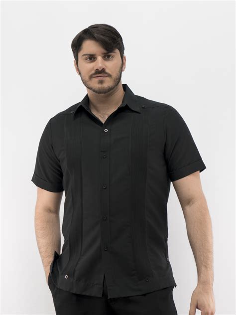 Mens Shirt Guayabera Shirt Black Daccord 2522 Sold Out Mens Shirt
