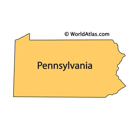 Pennsylvania Outline Map With Capitals Major Cities D