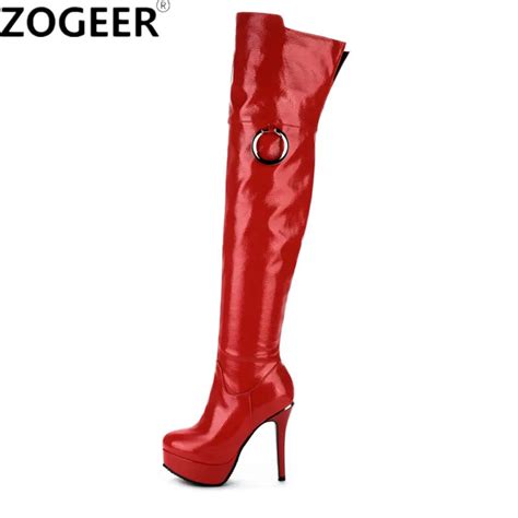 plus size 48 women over knee boots sexy fetish dance nightclub party shoes high heel platform