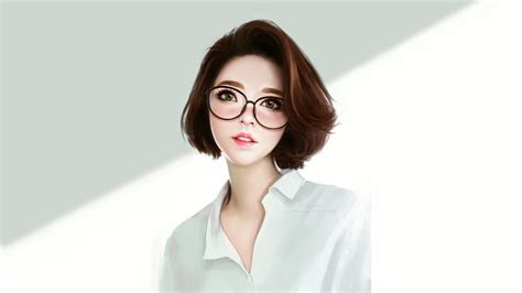 1920x1080 Anime Girl Green Eyes Glasses 4k Laptop Full Hd