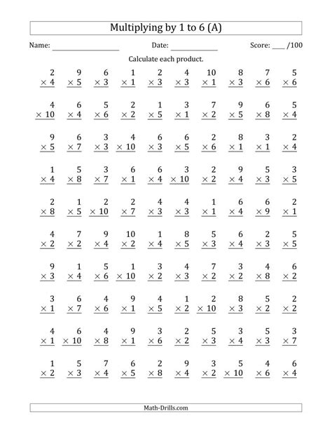 Speed Math Multiplication Worksheet Free Printable