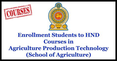 Enrollment Students To Hnd Courses In Agriculture Production Technology