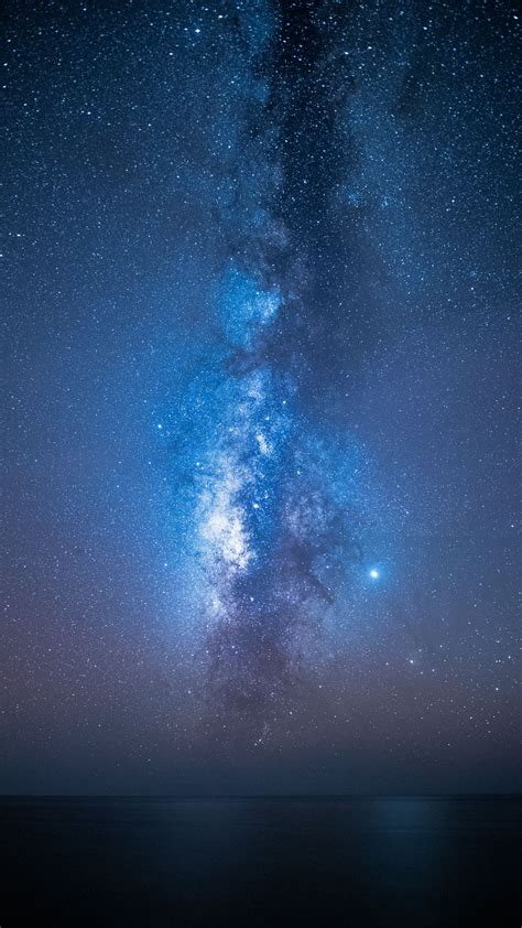 Download Wallpaper 1080x1920 Starry Sky Stars Milky Way Night Sea