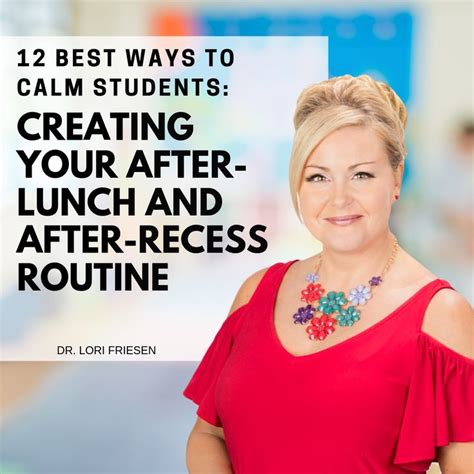 A Woman Wearing A Red Top With The Words 12 Best Ways To Calm Students