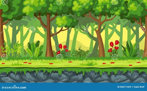 Seamless Cartoon Nature Background Stock Vector Illustration Of